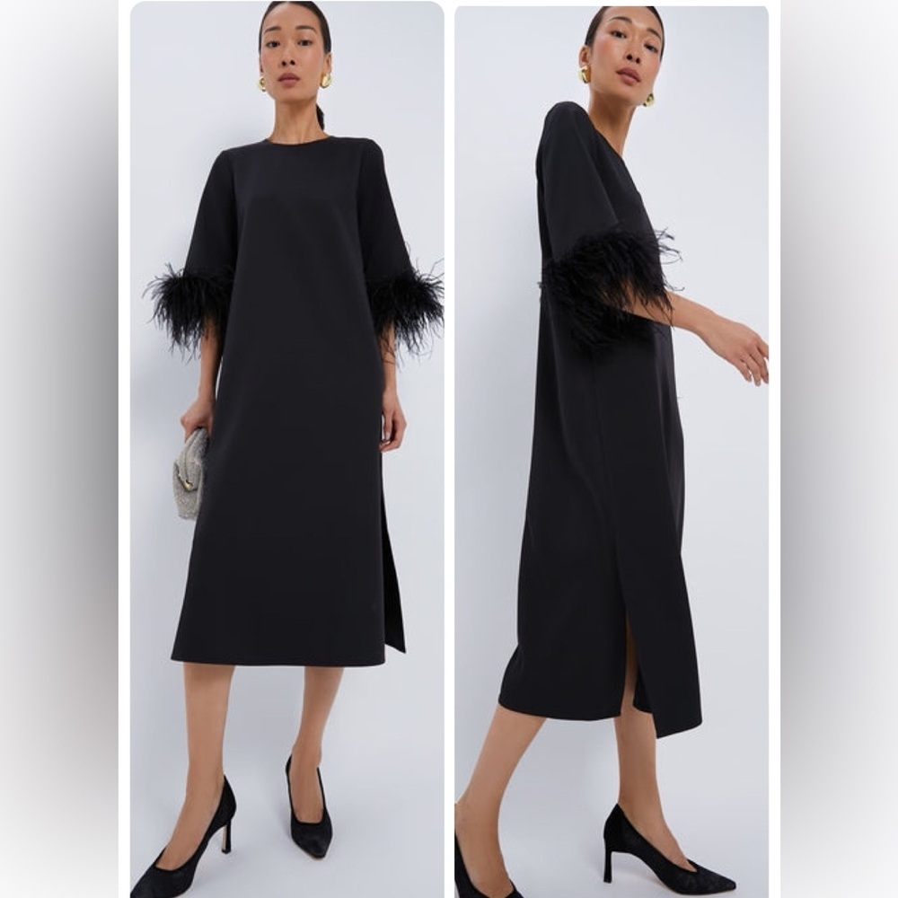 Tuckernuck NEW Black Feather Jamie Formal 3/4 Sleeve Maxi Dress Size XL - Picture 6 of 12